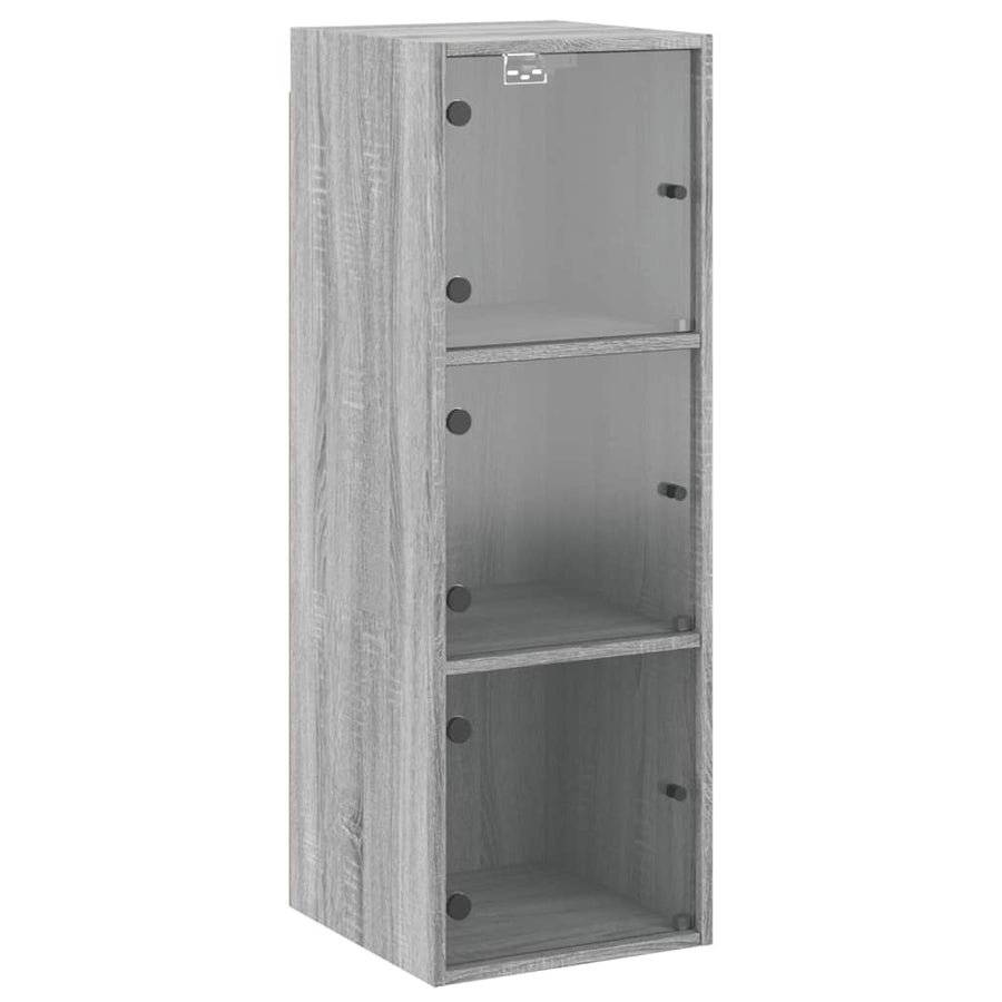 Wandkast Met Glazen Deuren 35X37X00 Cm Eiken Grijs sonoma
