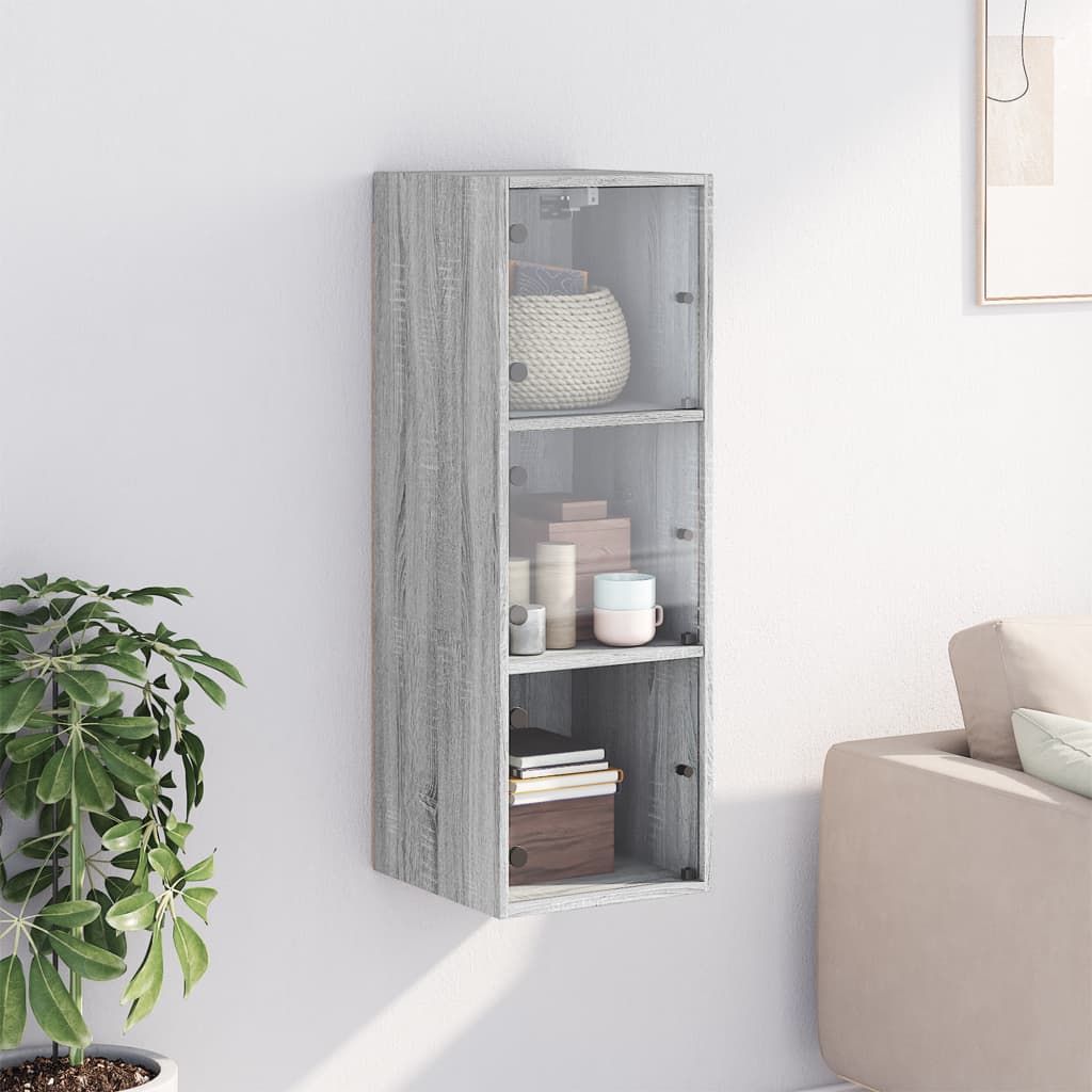 Wandkast Met Glazen Deuren 35X37X00 Cm Eiken Grijs sonoma
