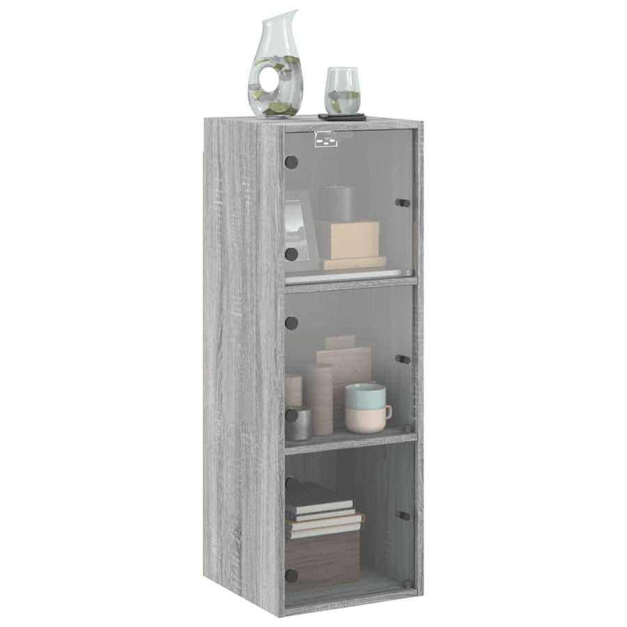 Wandkast Met Glazen Deuren 35X37X00 Cm Eiken Grijs sonoma