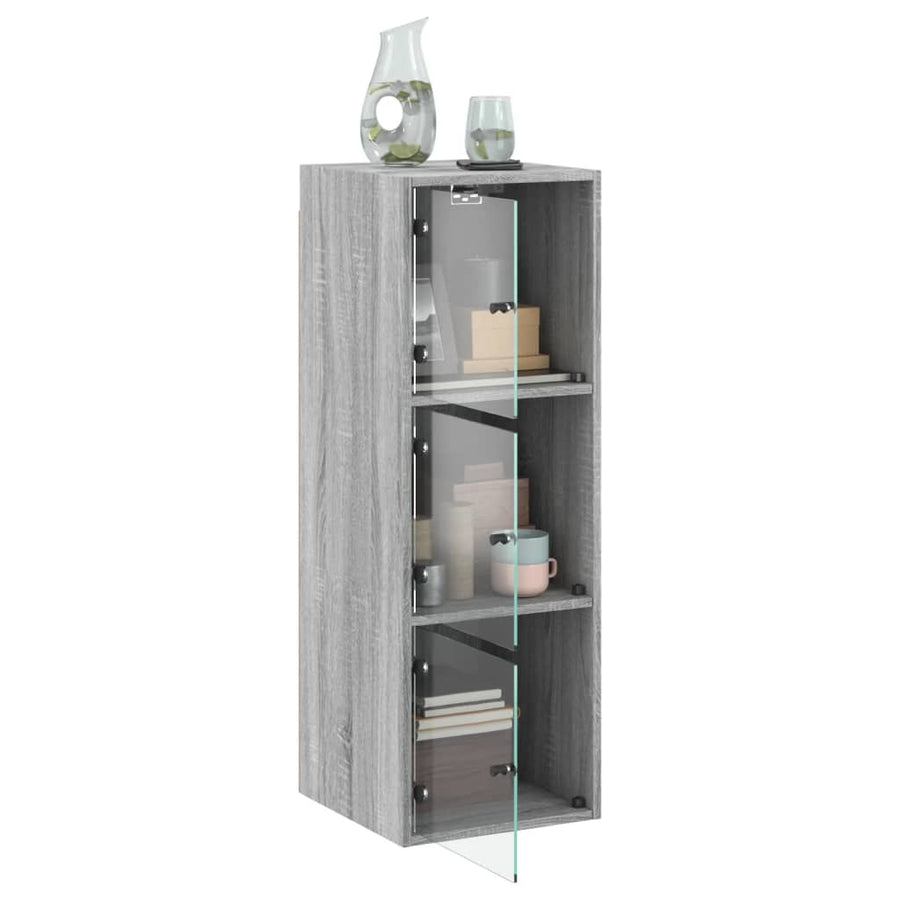 Wandkast Met Glazen Deuren 35X37X00 Cm Eiken Grijs sonoma