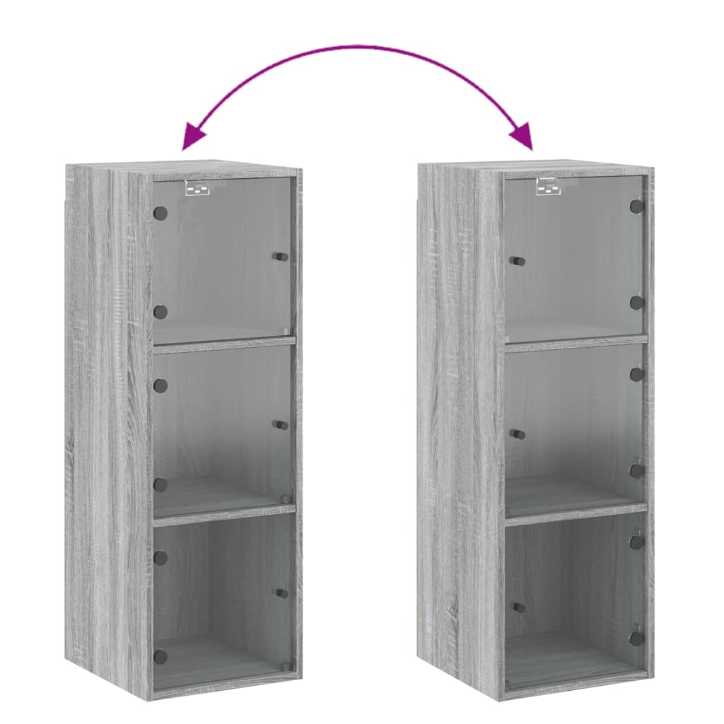 Wandkast Met Glazen Deuren 35X37X00 Cm Eiken Grijs sonoma