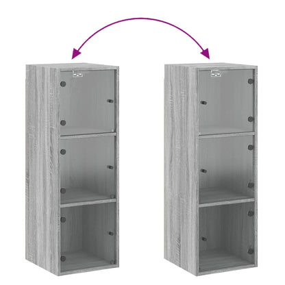 Wandkast Met Glazen Deuren 35X37X00 Cm Eiken Grijs sonoma