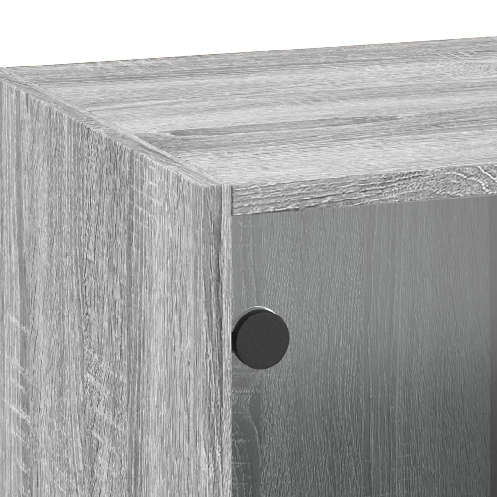 Wandkast Met Glazen Deuren 35X37X00 Cm Eiken Grijs sonoma