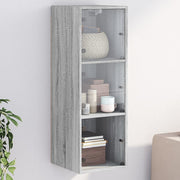 Wandkast 35x37x100 cm grijs sonoma eiken glazen deuren