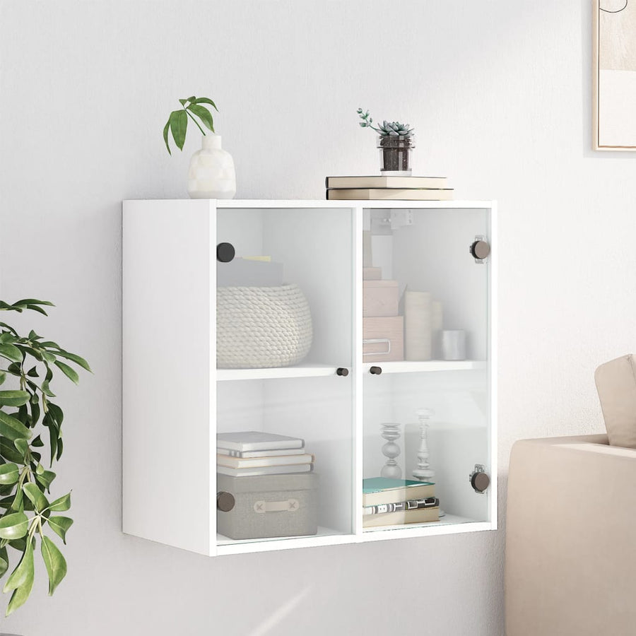 Wandkast Met Glazen Deuren 68X37X68,5 Cm Wit