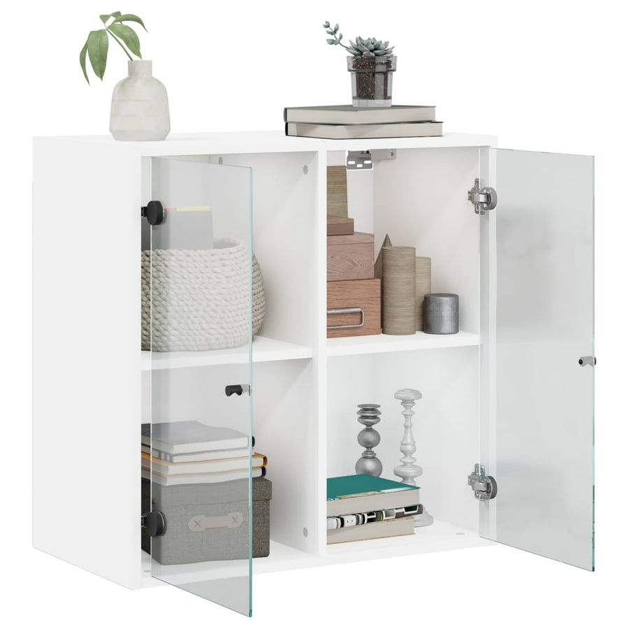Wandkast Met Glazen Deuren 68X37X68,5 Cm Wit