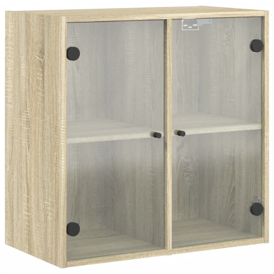 Wandkast Met Glazen Deuren 68X37X68,5 Cm Kleurig Sonoma eiken