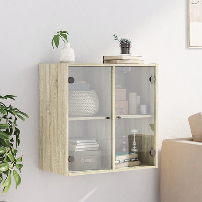 Wandkast Met Glazen Deuren 68X37X68,5 Cm Kleurig Sonoma eiken