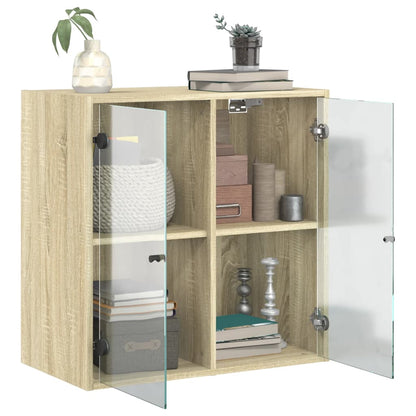 Wandkast Met Glazen Deuren 68X37X68,5 Cm Kleurig Sonoma eiken