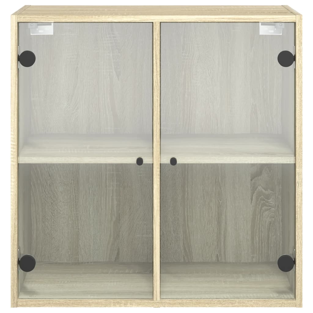 Wandkast Met Glazen Deuren 68X37X68,5 Cm Kleurig Sonoma eiken