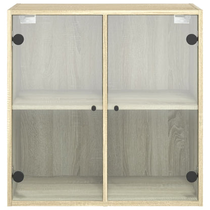 Wandkast Met Glazen Deuren 68X37X68,5 Cm Kleurig Sonoma eiken