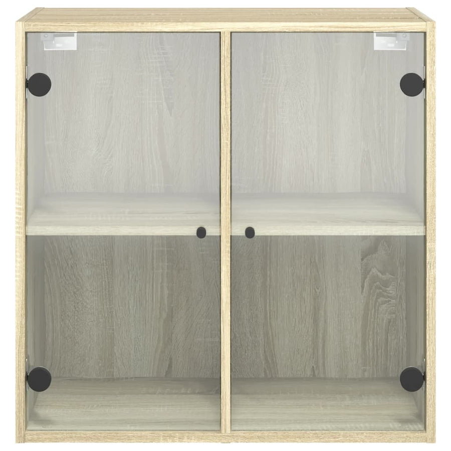 Wandkast Met Glazen Deuren 68X37X68,5 Cm Kleurig Sonoma eiken