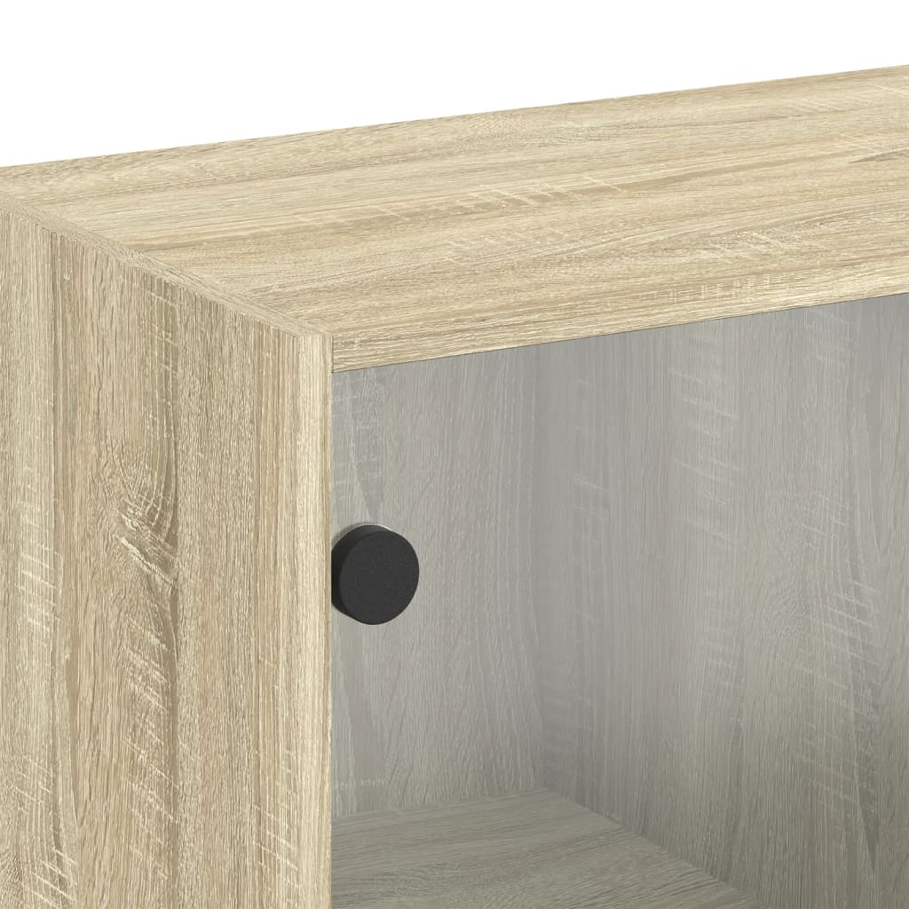 Wandkast Met Glazen Deuren 68X37X68,5 Cm Kleurig Sonoma eiken