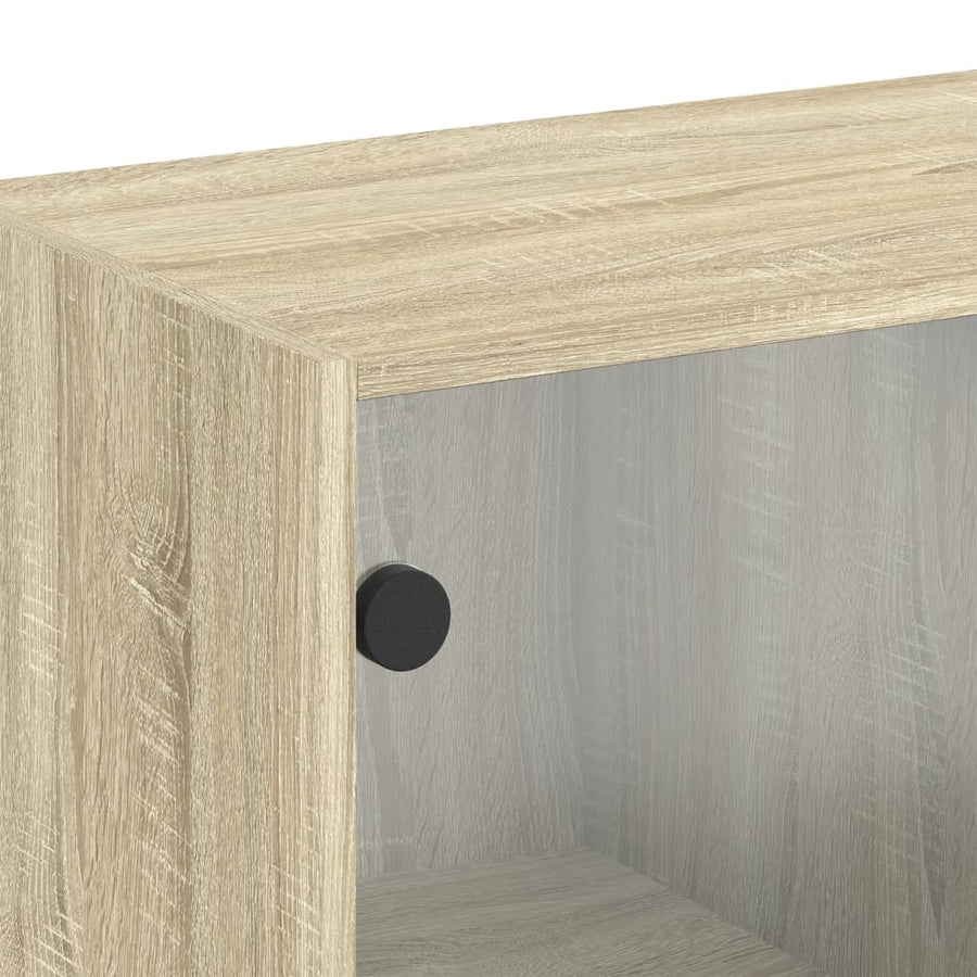 Wandkast Met Glazen Deuren 68X37X68,5 Cm Kleurig Sonoma eiken