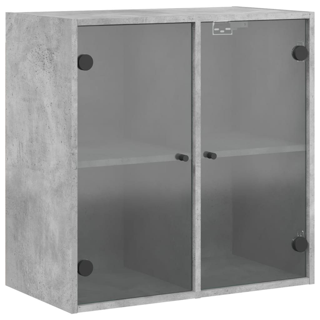 Wandkast Met Glazen Deuren 68X37X68,5 Cm Betongrijs