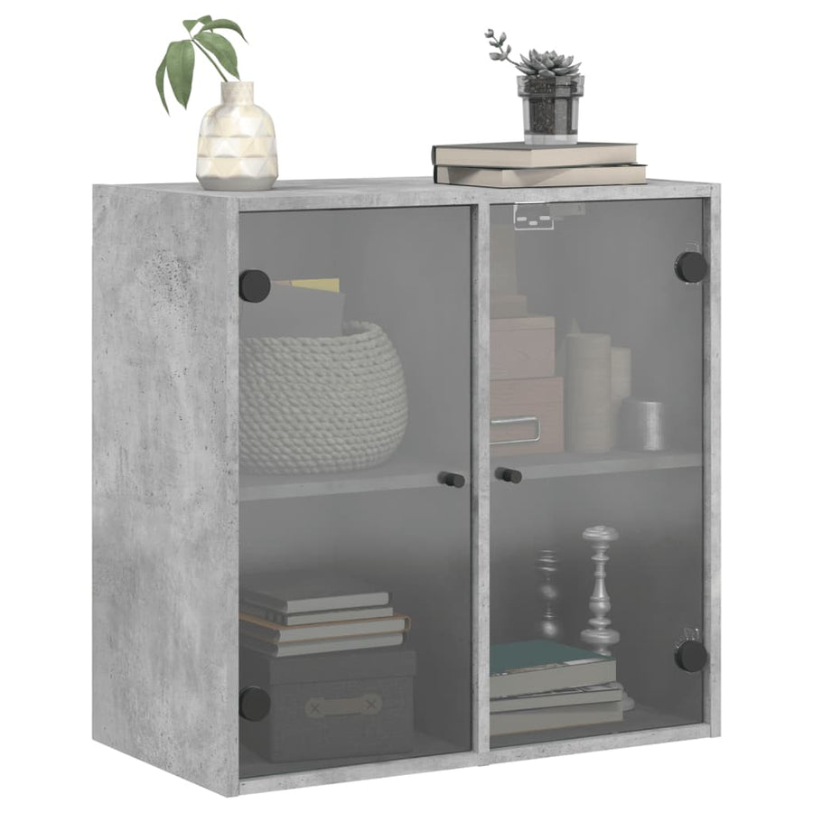 Wandkast Met Glazen Deuren 68X37X68,5 Cm Betongrijs