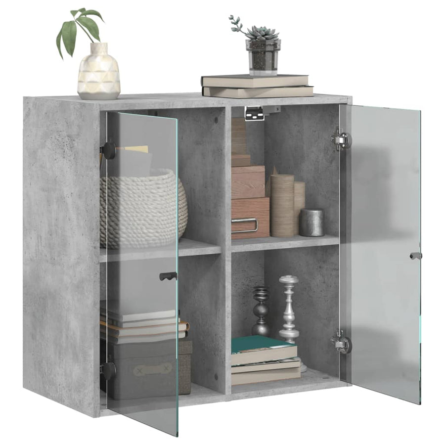 Wandkast Met Glazen Deuren 68X37X68,5 Cm Betongrijs