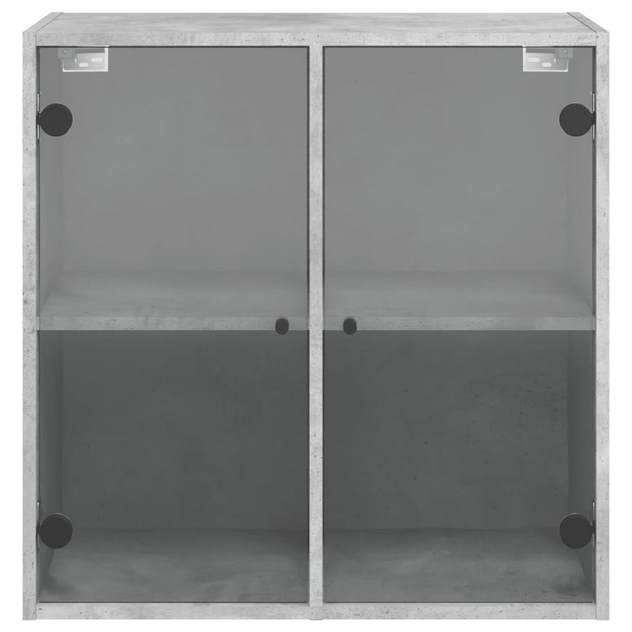 Wandkast Met Glazen Deuren 68X37X68,5 Cm Betongrijs