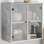 Wandkast 68x37x68,5 cm betongrijs glas