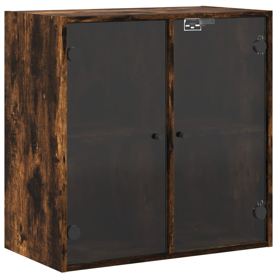 Wandkast Met Glazen Deuren 68X37X68,5 Cm Kleurig Gerookt eiken