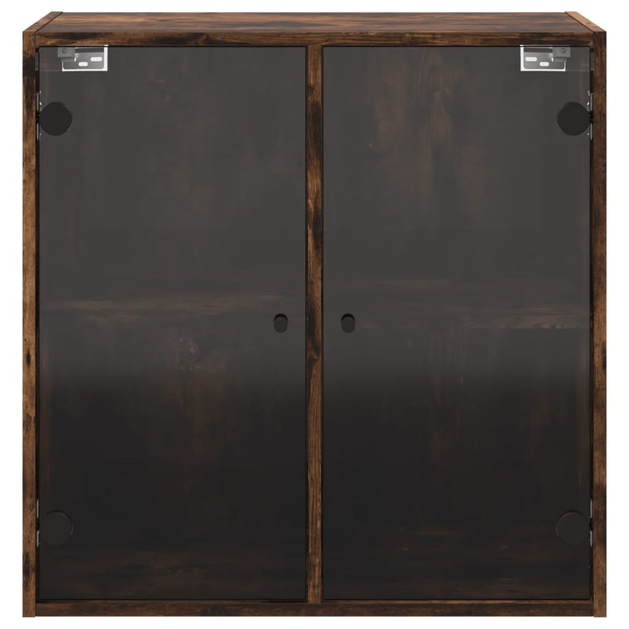 Wandkast Met Glazen Deuren 68X37X68,5 Cm Kleurig Gerookt eiken