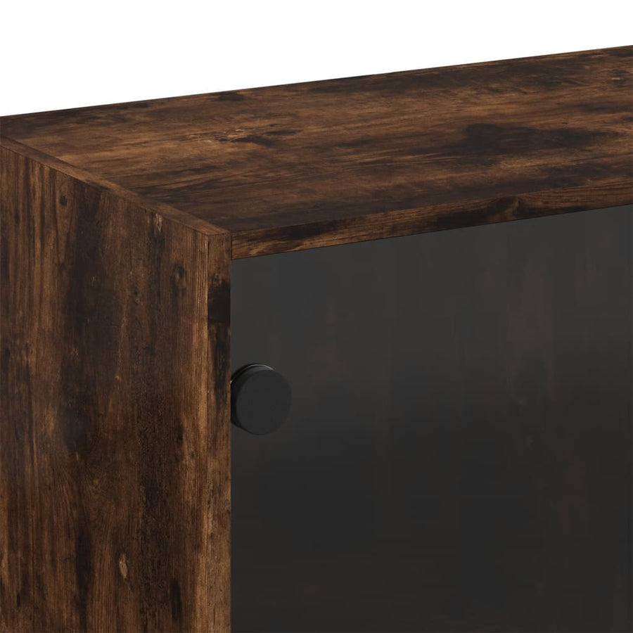 Wandkast Met Glazen Deuren 68X37X68,5 Cm Kleurig Gerookt eiken