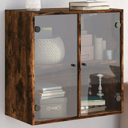 Wandkast Met Glazen Deuren 68X37X68,5 Cm Kleurig Gerookt eiken