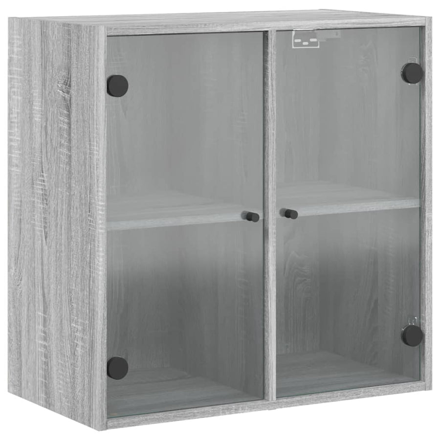 Wandkast Met Glazen Deuren 68X37X68,5 Cm Eiken Grijs sonoma