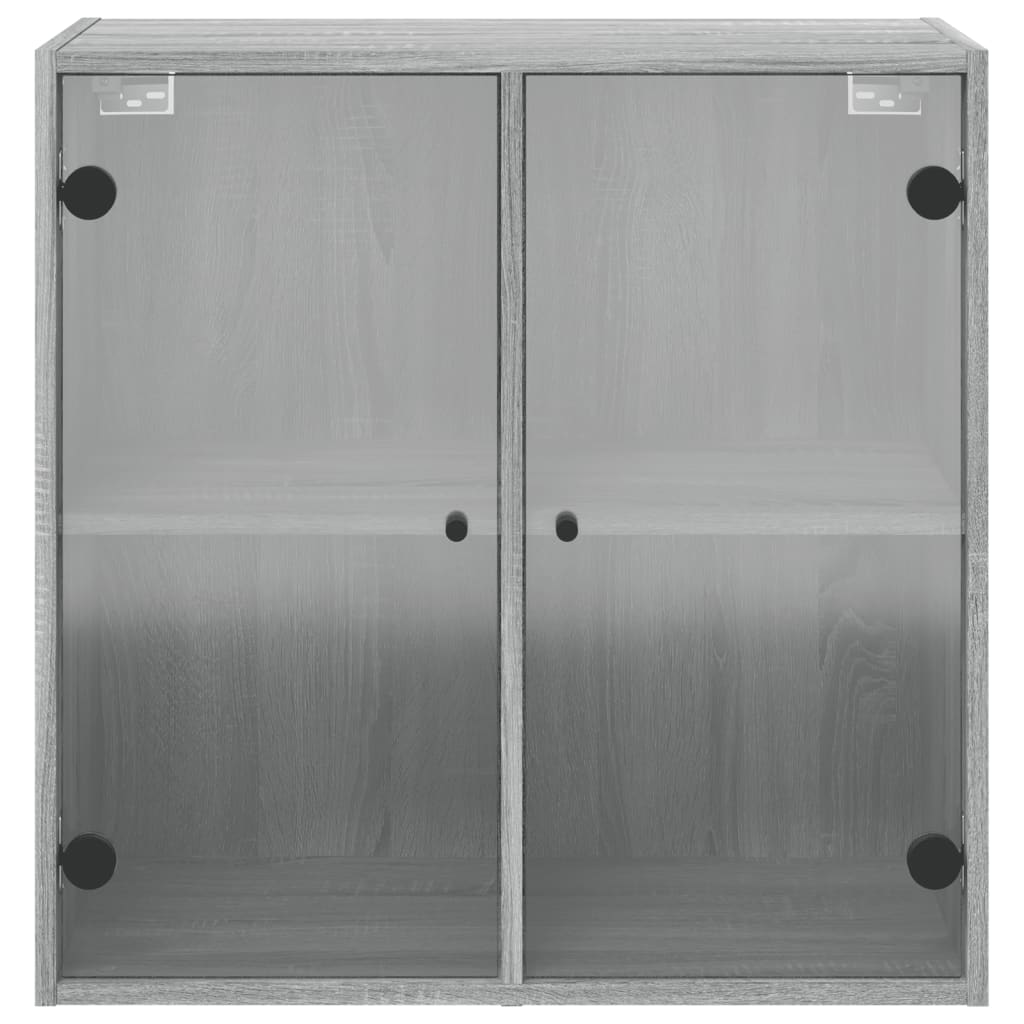 Wandkast Met Glazen Deuren 68X37X68,5 Cm Eiken Grijs sonoma