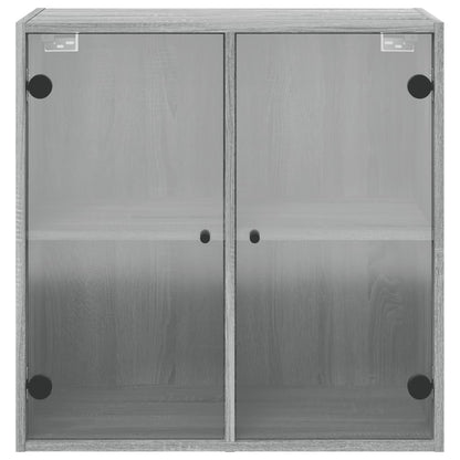 Wandkast Met Glazen Deuren 68X37X68,5 Cm Eiken Grijs sonoma
