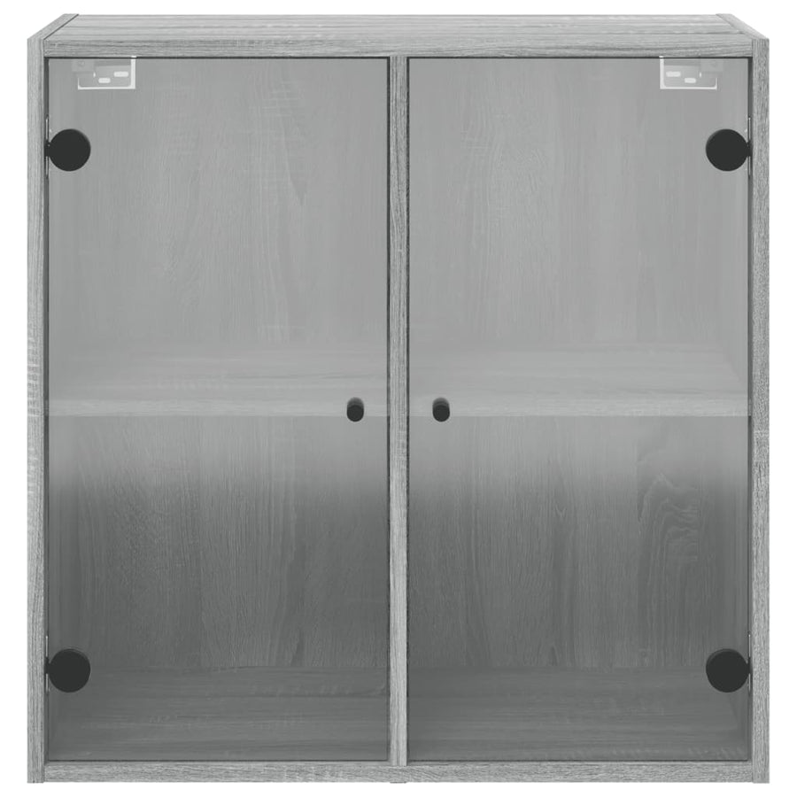 Wandkast Met Glazen Deuren 68X37X68,5 Cm Eiken Grijs sonoma