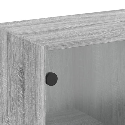 Wandkast Met Glazen Deuren 68X37X68,5 Cm Eiken Grijs sonoma