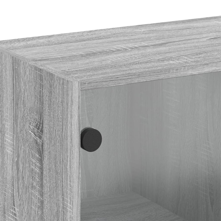Wandkast Met Glazen Deuren 68X37X68,5 Cm Eiken Grijs sonoma