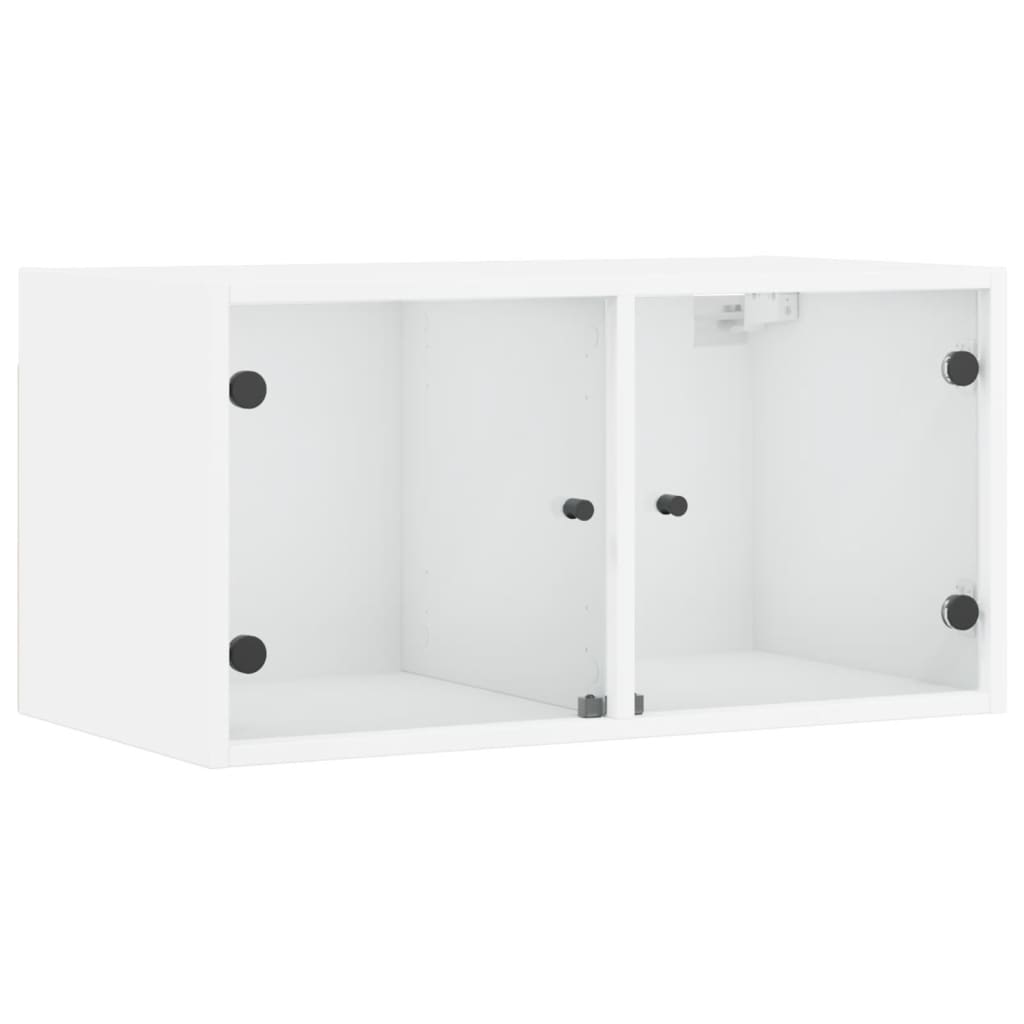 Wandkast Met Glazen Deuren 68,5X37X35 Cm 1 Wit