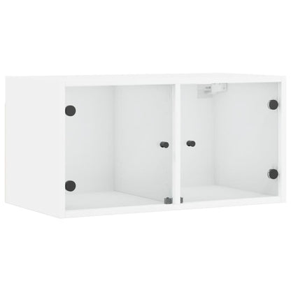 Wandkast Met Glazen Deuren 68,5X37X35 Cm 1 Wit