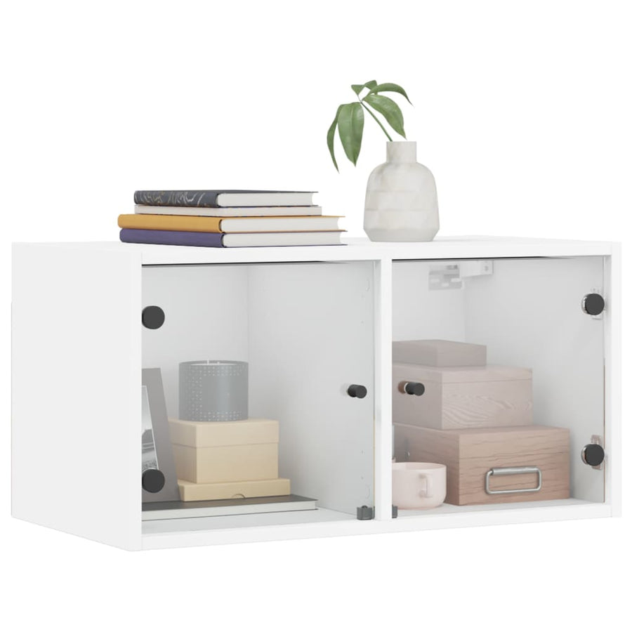 Wandkast Met Glazen Deuren 68,5X37X35 Cm 1 Wit