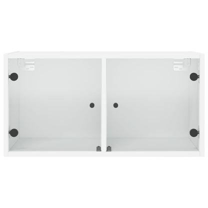 Wandkast Met Glazen Deuren 68,5X37X35 Cm 1 Wit