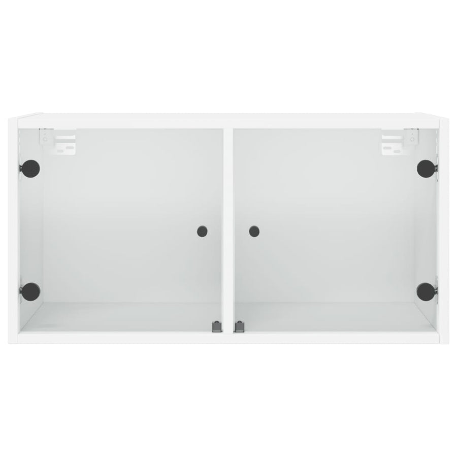 Wandkast Met Glazen Deuren 68,5X37X35 Cm 1 Wit
