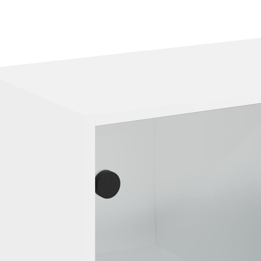 Wandkast Met Glazen Deuren 68,5X37X35 Cm 1 Wit