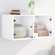 Wandkast 68,5x37x35 cm wit bewerkt hout glas
