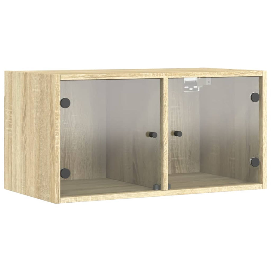 Wandkast Met Glazen Deuren 68,5X37X35 Cm Kleurig 1 Sonoma eiken