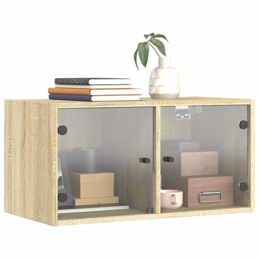 Wandkast Met Glazen Deuren 68,5X37X35 Cm Kleurig 1 Sonoma eiken