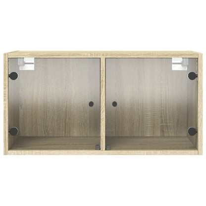 Wandkast Met Glazen Deuren 68,5X37X35 Cm Kleurig 1 Sonoma eiken