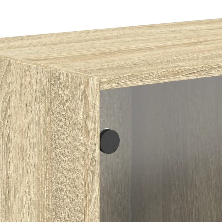 Wandkast Met Glazen Deuren 68,5X37X35 Cm Kleurig 1 Sonoma eiken