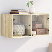 Wandkast 68,5x37x35 cm sonoma eiken glazen deuren