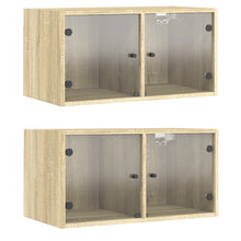 Wandkasten Met Glazen Deuren 68,5X37X35 Cm 2 Sonoma eiken
