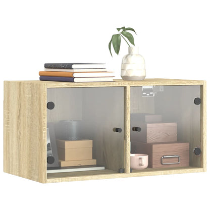 Wandkasten Met Glazen Deuren 68,5X37X35 Cm 2 Sonoma eiken