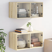 Wandkast met glazen deur 68,5x37x35 cm sonoma eiken