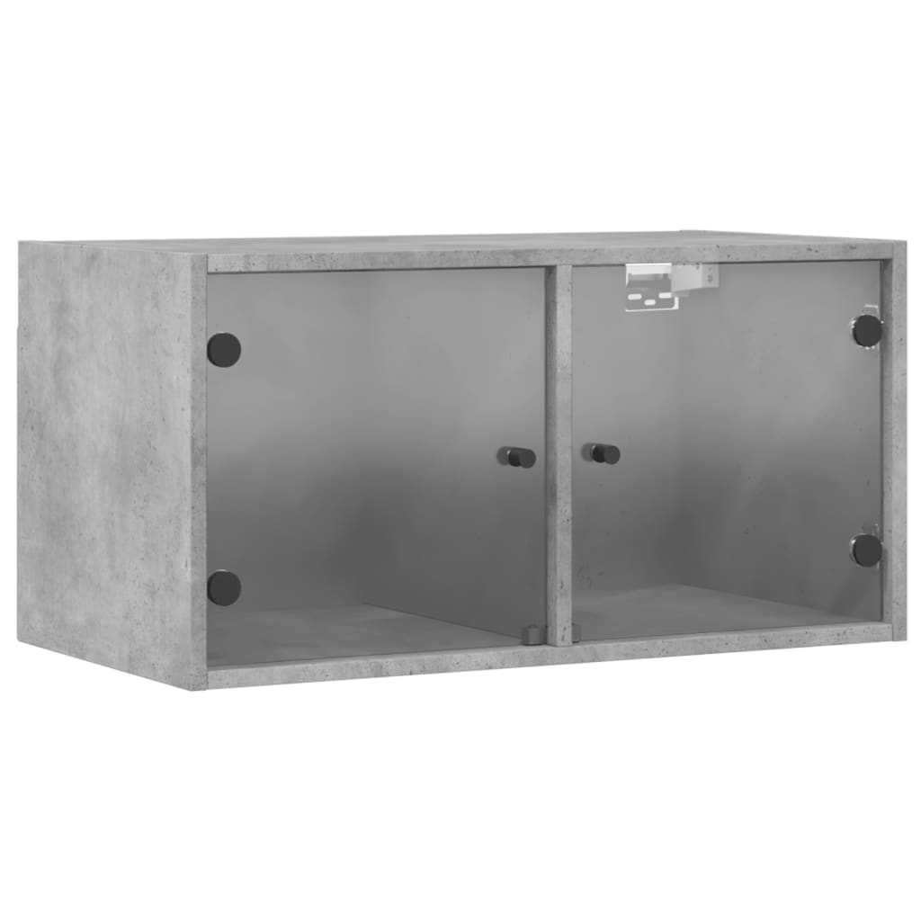 Wandkast Met Glazen Deuren 68,5X37X35 Cm 1 Betongrijs
