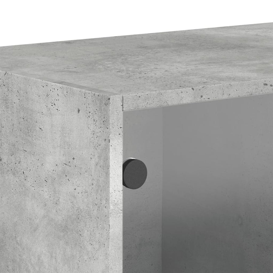 Wandkasten Met Glazen Deuren 68,5X37X35 Cm 2 Betongrijs